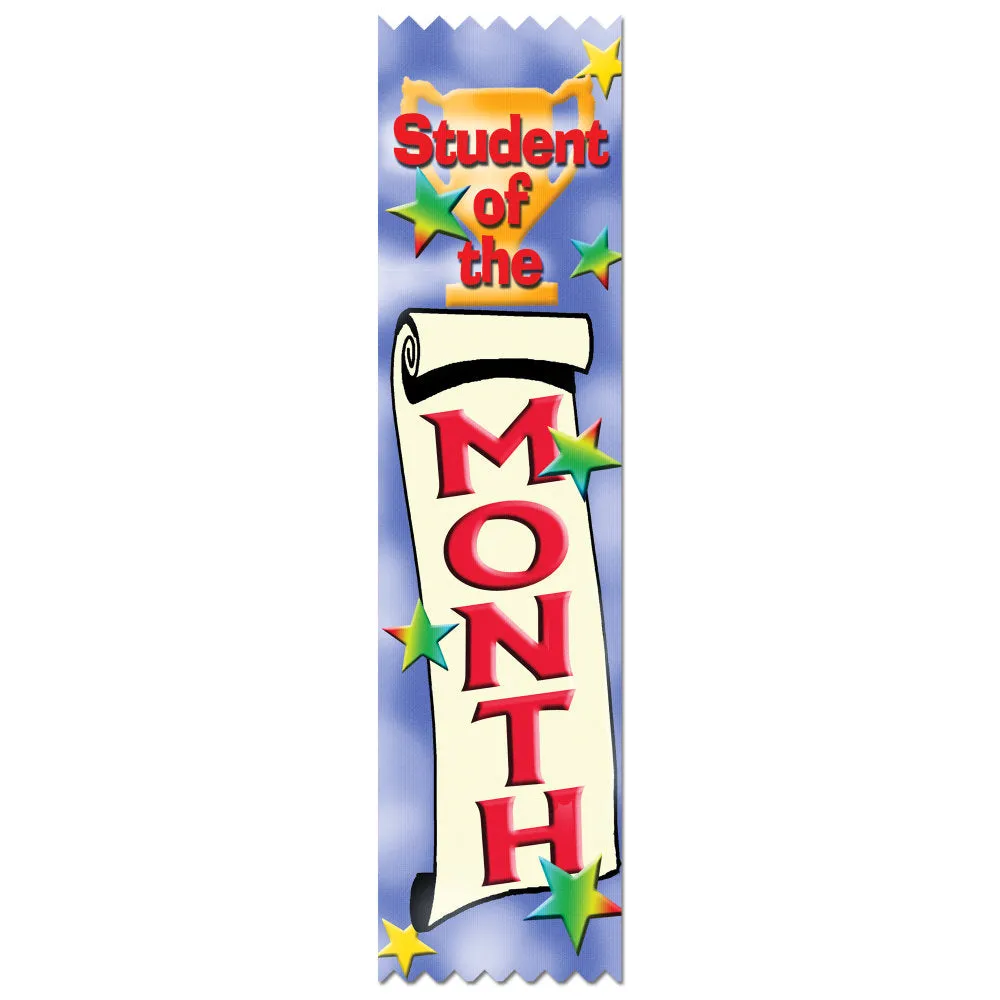 2" X 8" Stock Multicolor Pinked Top Student of the Month Award Ribbon