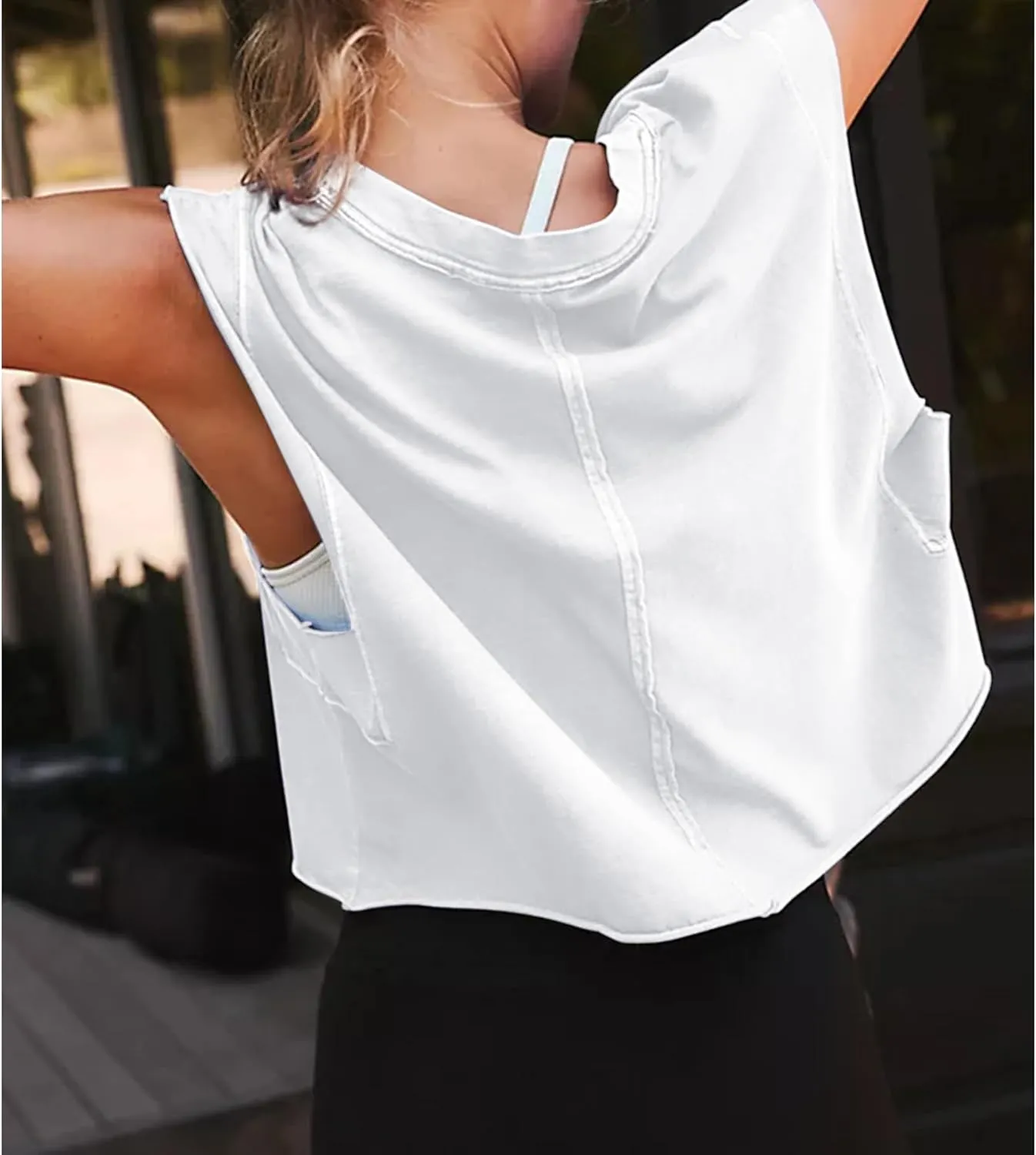 Ainangua Oversized Tank Top for Women Sleeveless Athletic Cropped Activewear Workout Yoga Gym Tops