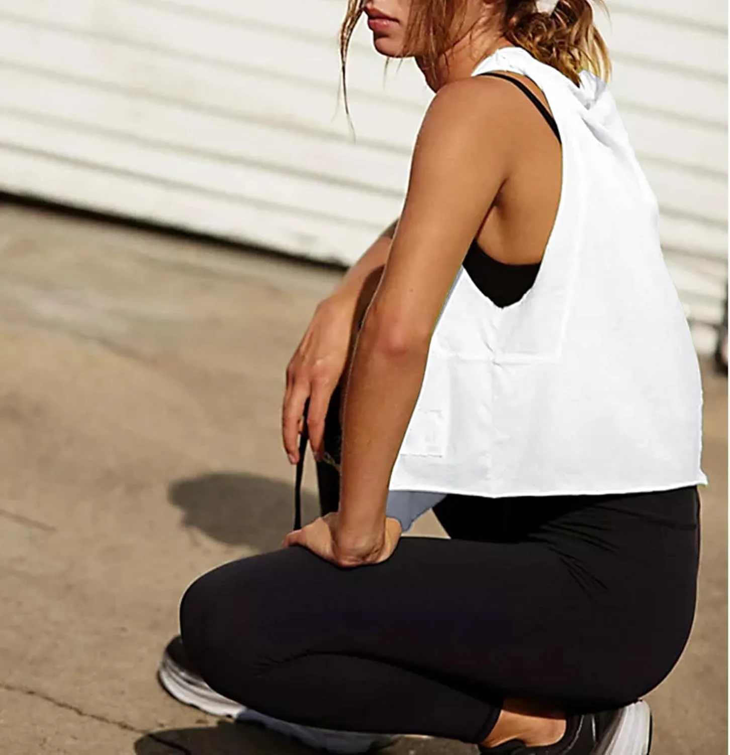 Ainangua Oversized Tank Top for Women Sleeveless Athletic Cropped Activewear Workout Yoga Gym Tops