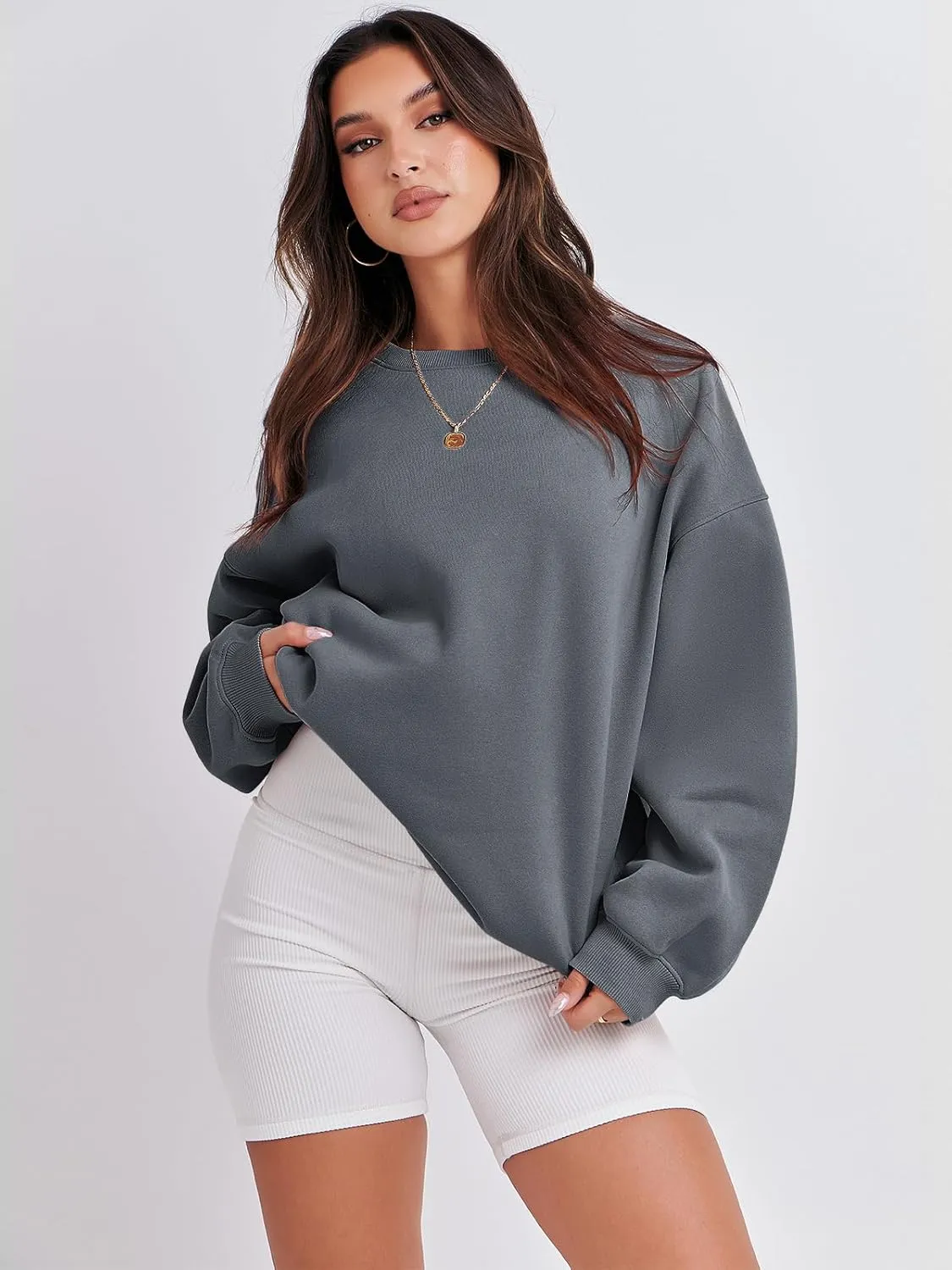 ANRABESS Women's Sweatshirts Crewneck Fleece Oversized Pullover Hoodies Cute Shirts Tops Teen Girls Preppy Clothes 2025