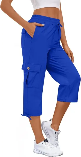 Bestbee Cargo Capris Hiking Pants for Women, Lightweight Quick Dry Outdoor Athletic Travel Casual Trousers with 6 Pockets