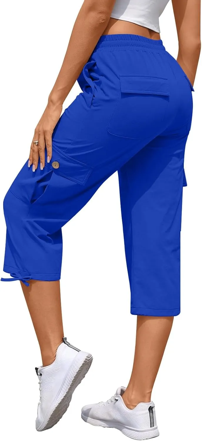 Bestbee Cargo Capris Hiking Pants for Women, Lightweight Quick Dry Outdoor Athletic Travel Casual Trousers with 6 Pockets