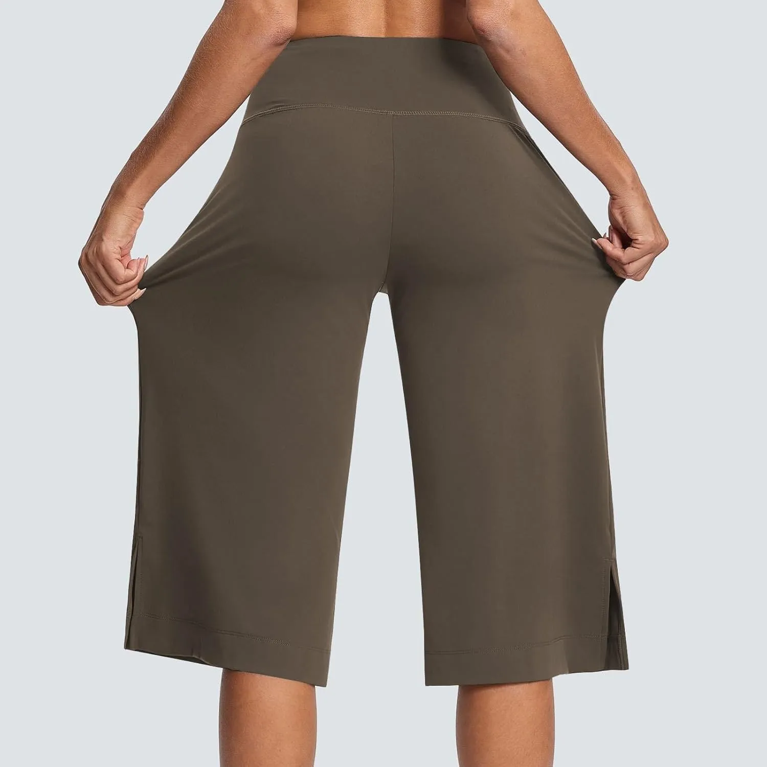 Capri Pants for Women Wide Leg Stretchy Pull On Athletic Yoga Legging with Pockets Summer Casual Capris Outfits