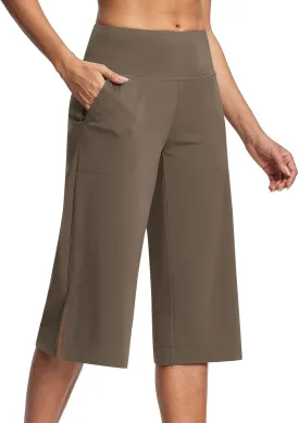 Capri Pants for Women Wide Leg Stretchy Pull On Athletic Yoga Legging with Pockets Summer Casual Capris Outfits