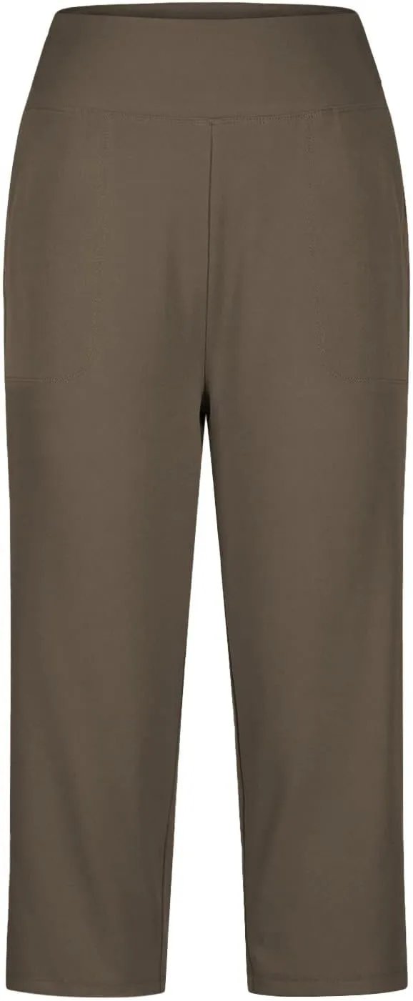 Capri Pants for Women Wide Leg Stretchy Pull On Athletic Yoga Legging with Pockets Summer Casual Capris Outfits