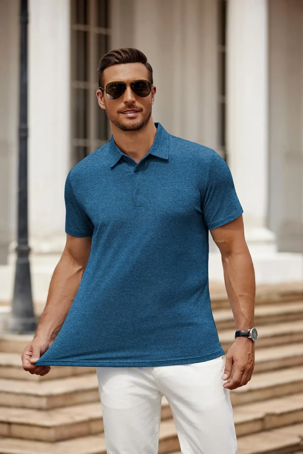 COOFANDY Men's Polo Shirt Golf Quick Dry Performance Short Sleeve Moisture Wicking Athletic Polo Collared Tennis T-Shirt