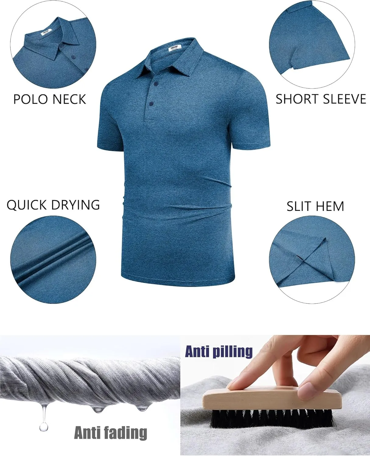 COOFANDY Men's Polo Shirt Golf Quick Dry Performance Short Sleeve Moisture Wicking Athletic Polo Collared Tennis T-Shirt