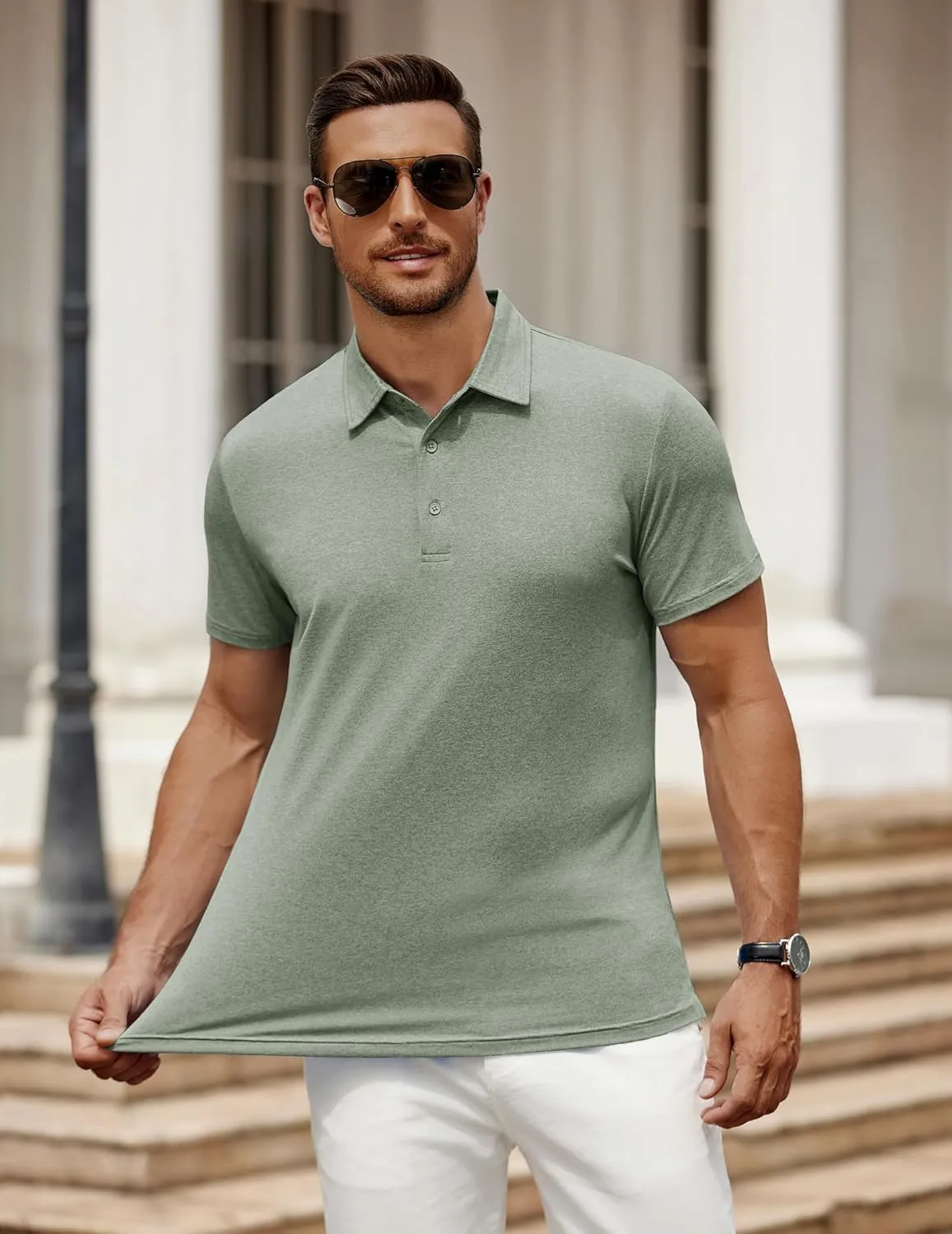COOFANDY Men's Polo Shirt Golf Quick Dry Performance Short Sleeve Moisture Wicking Athletic Polo Collared Tennis T-Shirt