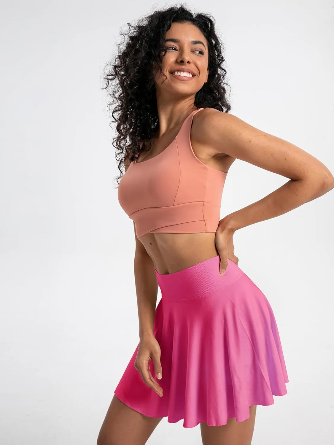 Easisim Women Mini Skirts Skort Flowy Basic Stretchy Flared Casual A-line Skirt with Pockets