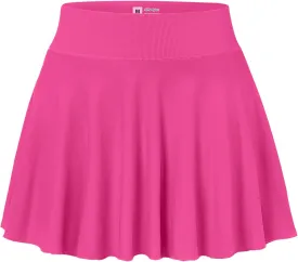 Easisim Women Mini Skirts Skort Flowy Basic Stretchy Flared Casual A-line Skirt with Pockets