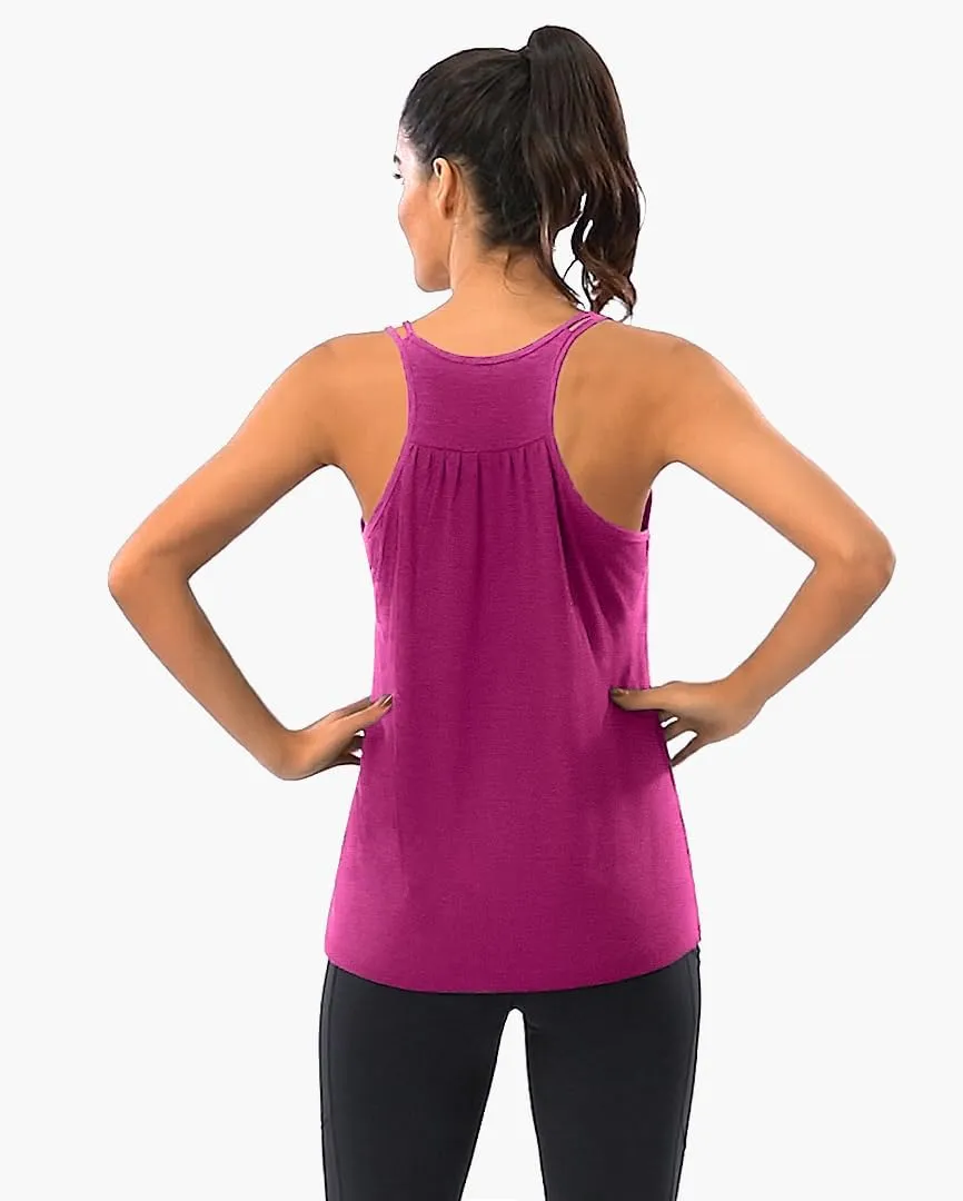 Hibelle Womens Scoop Neck Cute Racerback Yoga Workout Tank Top