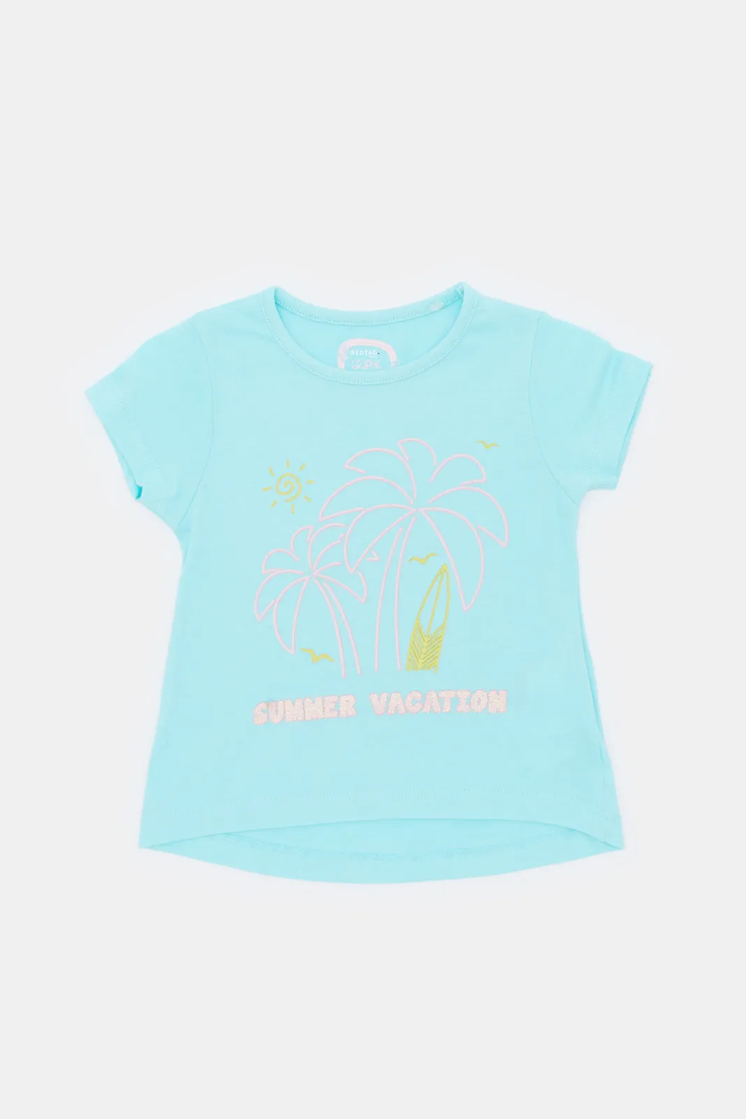 Infant Girls Blue Palm Print T-Shirt