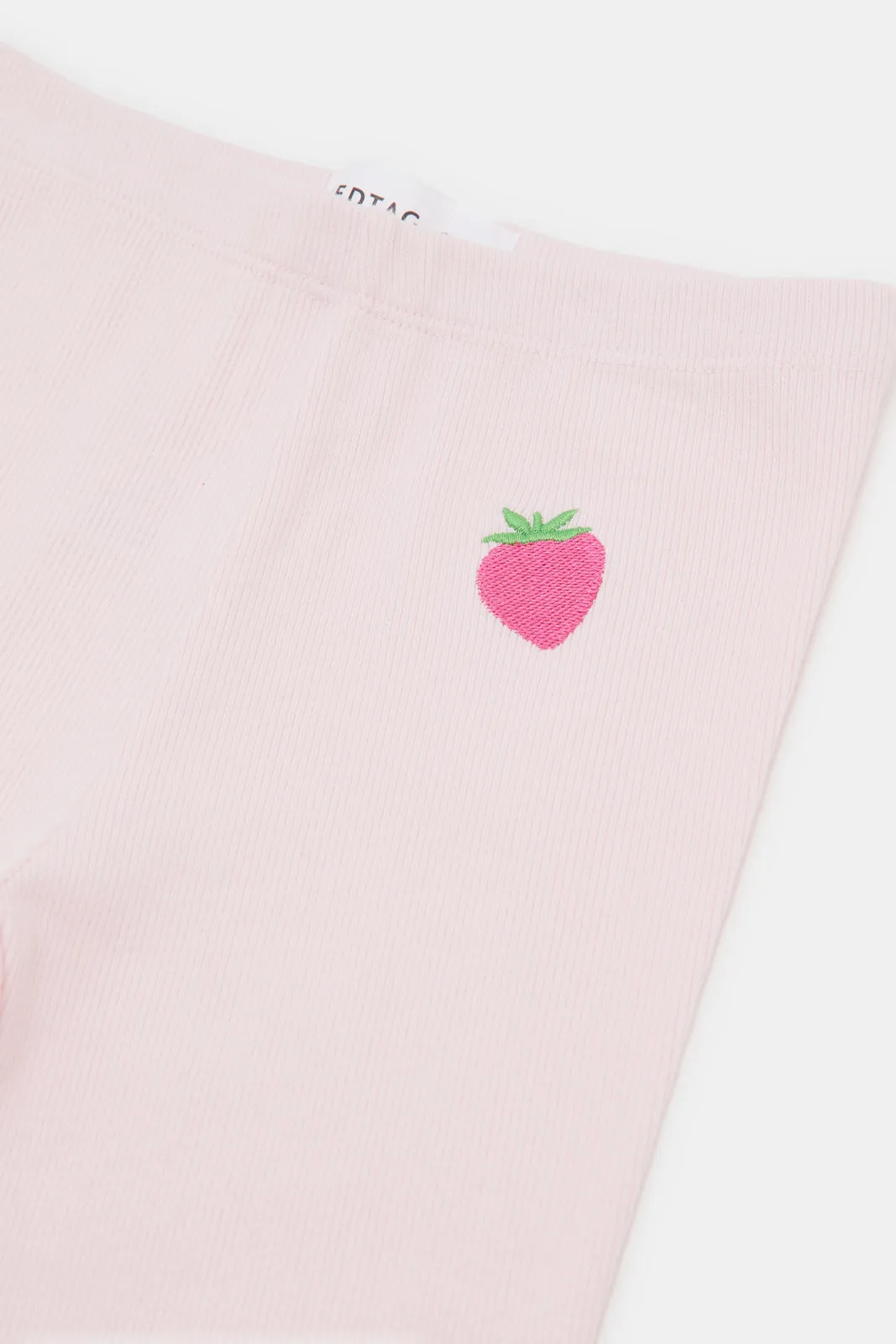 Infant Girls Pink Strawberry Embroidered Leggings