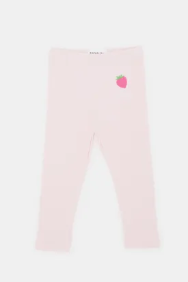 Infant Girls Pink Strawberry Embroidered Leggings