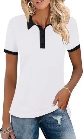 LOMON Womens Golf Polo Shirts Short Sleeve Collared Tops Lightweight Moisture Wicking Tennis Activewear S-XXL
