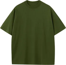 Men's Cotton T-Shirts Oversized Unisex Short Sleeve Crew Neck Loose Basic Tops Solid Athletic Tee