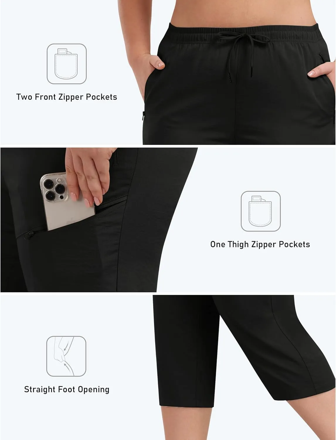 MoFiz Women's Plus Size Capris Pants Casual Hiking Pants Lightweight Quick Dry Summer Cargo Pants for Women
