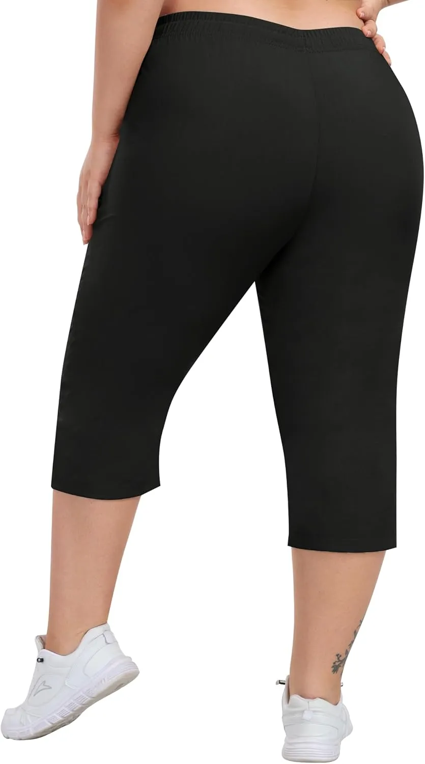 MoFiz Women's Plus Size Capris Pants Casual Hiking Pants Lightweight Quick Dry Summer Cargo Pants for Women