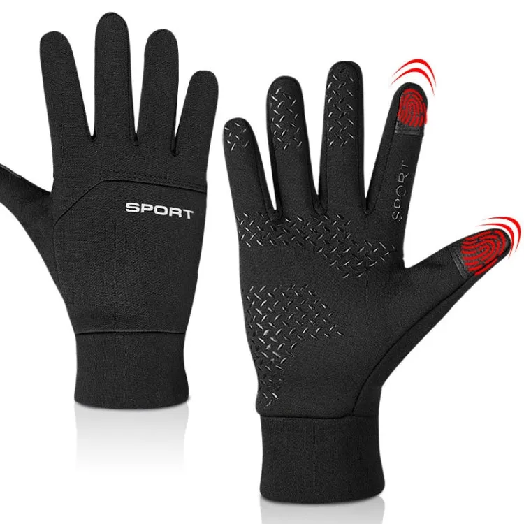Outdoor Sports Velvet Anti-Slip Glove, Size: L(Black)