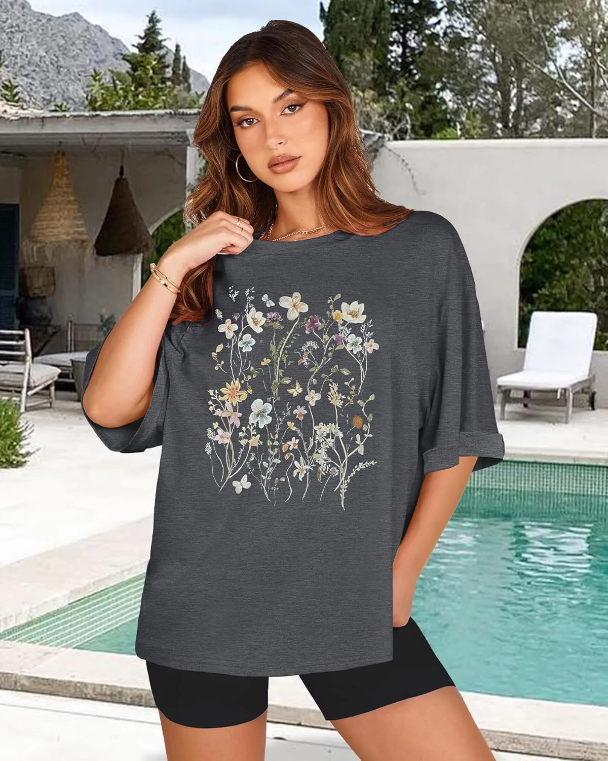 Oversized Tshirts for Women Summer Short Sleeve Casual Basic Tee Tops Loose Fit Shirts