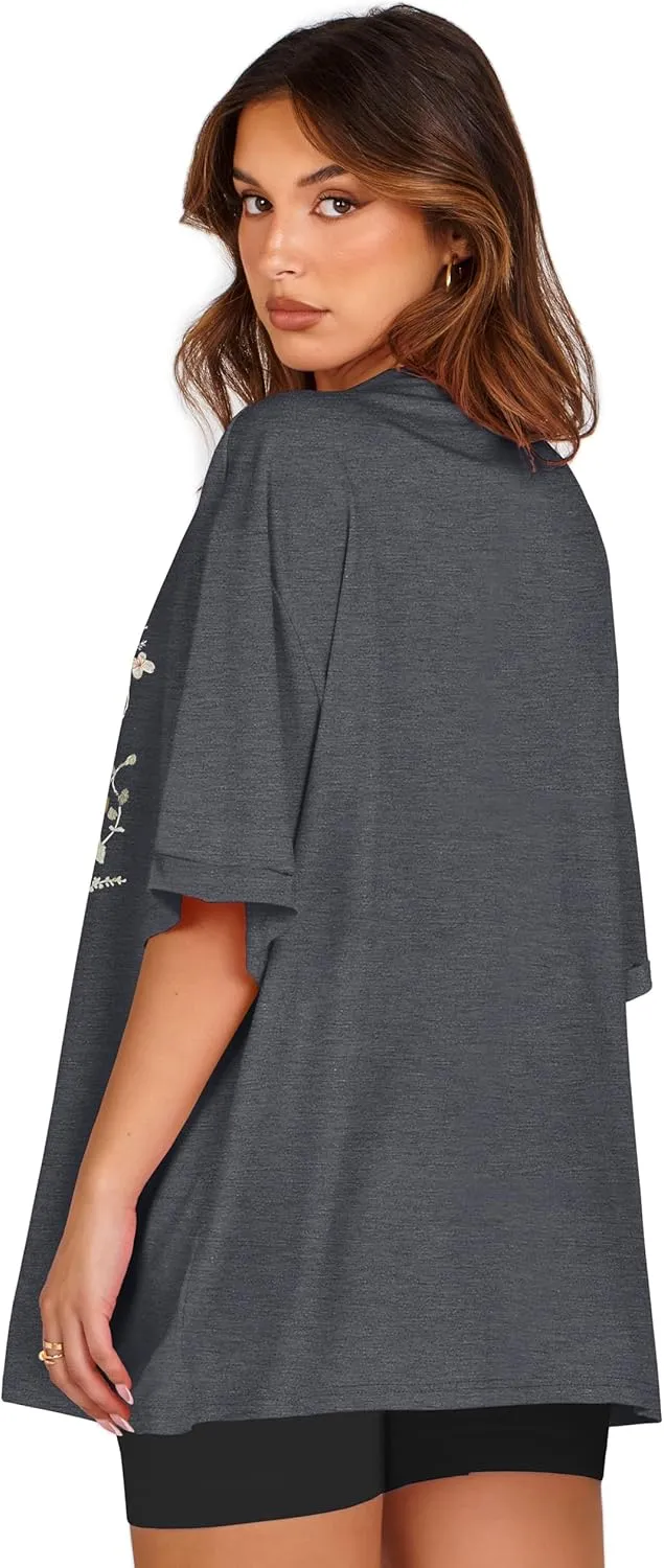 Oversized Tshirts for Women Summer Short Sleeve Casual Basic Tee Tops Loose Fit Shirts
