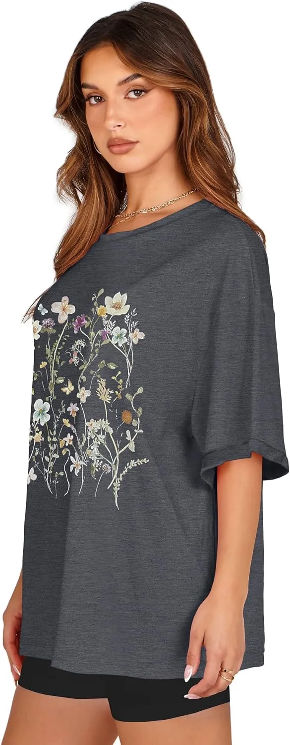 Oversized Tshirts for Women Summer Short Sleeve Casual Basic Tee Tops Loose Fit Shirts