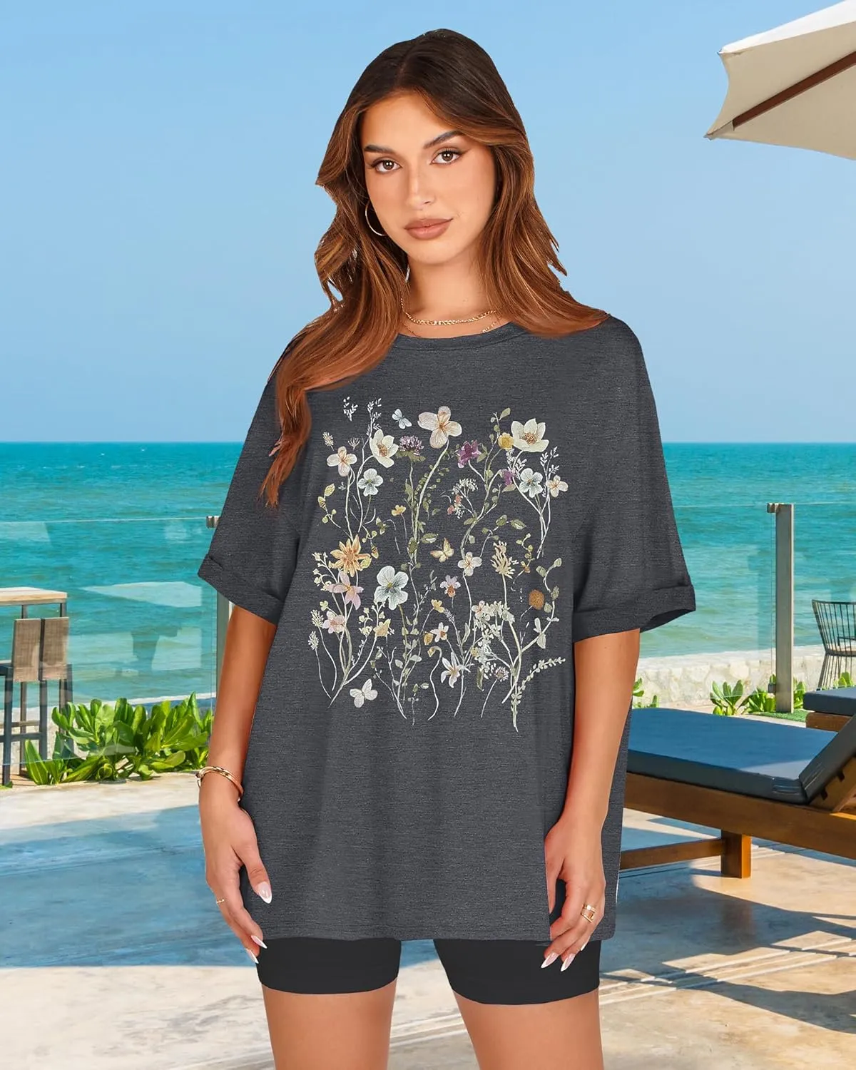 Oversized Tshirts for Women Summer Short Sleeve Casual Basic Tee Tops Loose Fit Shirts