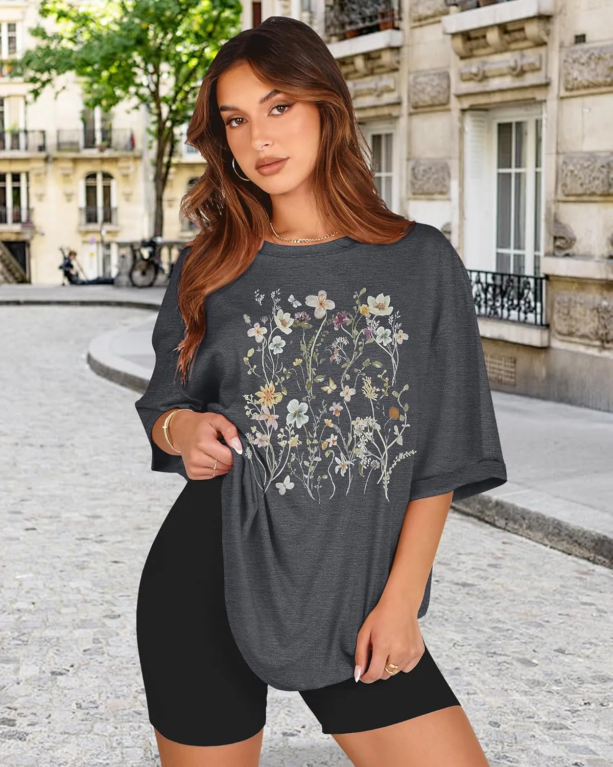 Oversized Tshirts for Women Summer Short Sleeve Casual Basic Tee Tops Loose Fit Shirts