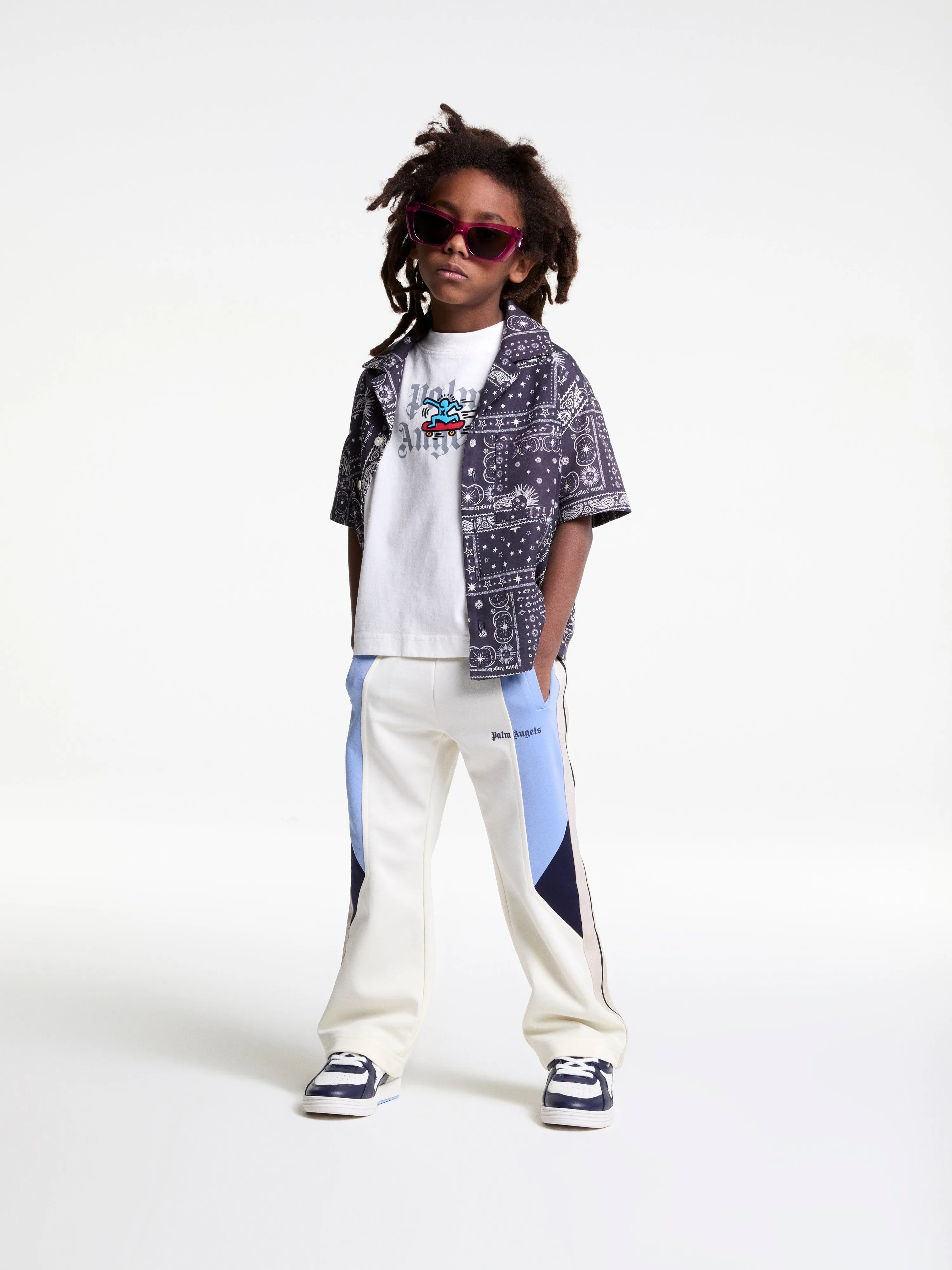 Palm Angels Boys Colourblock Track Pants in White