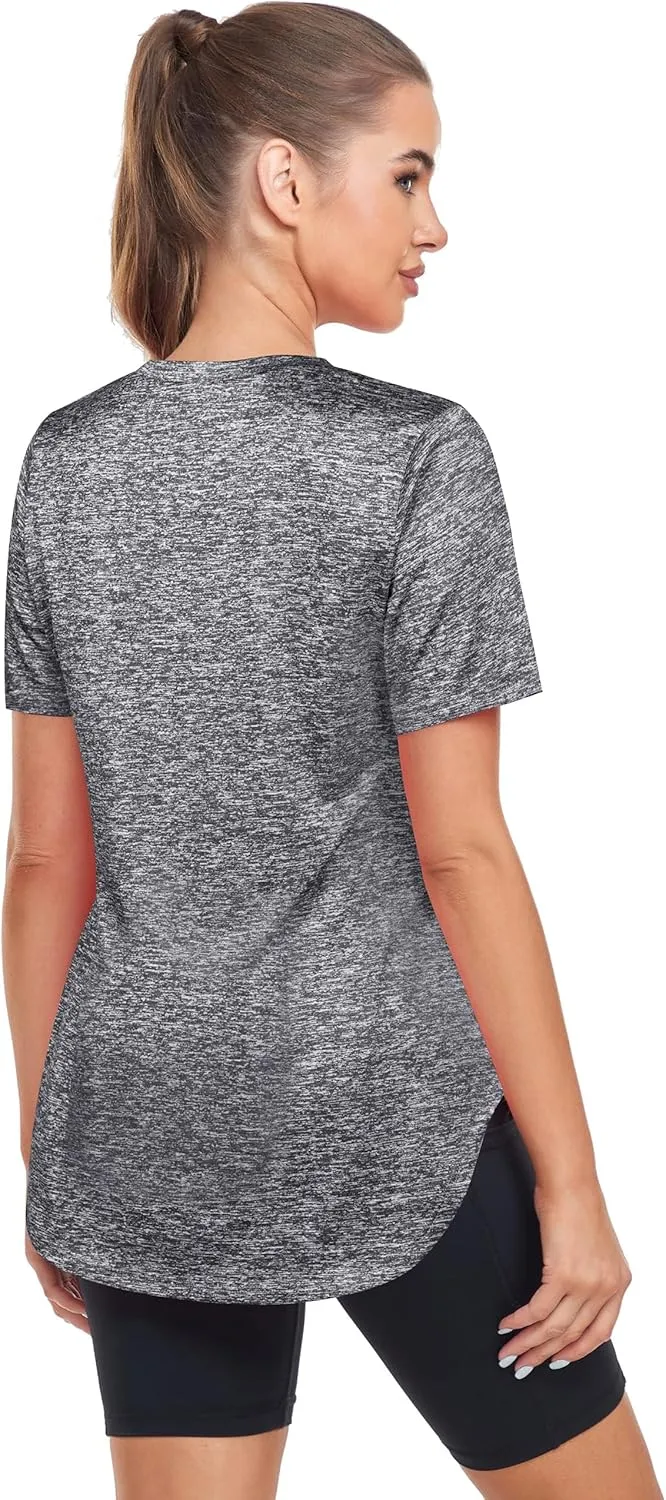 Short Sleeve Workout Shirts Women Loose Fit, V-Neck Women Exercise T-Shirt Workout Top, Dry Fit Yoga Gym Sport Tops