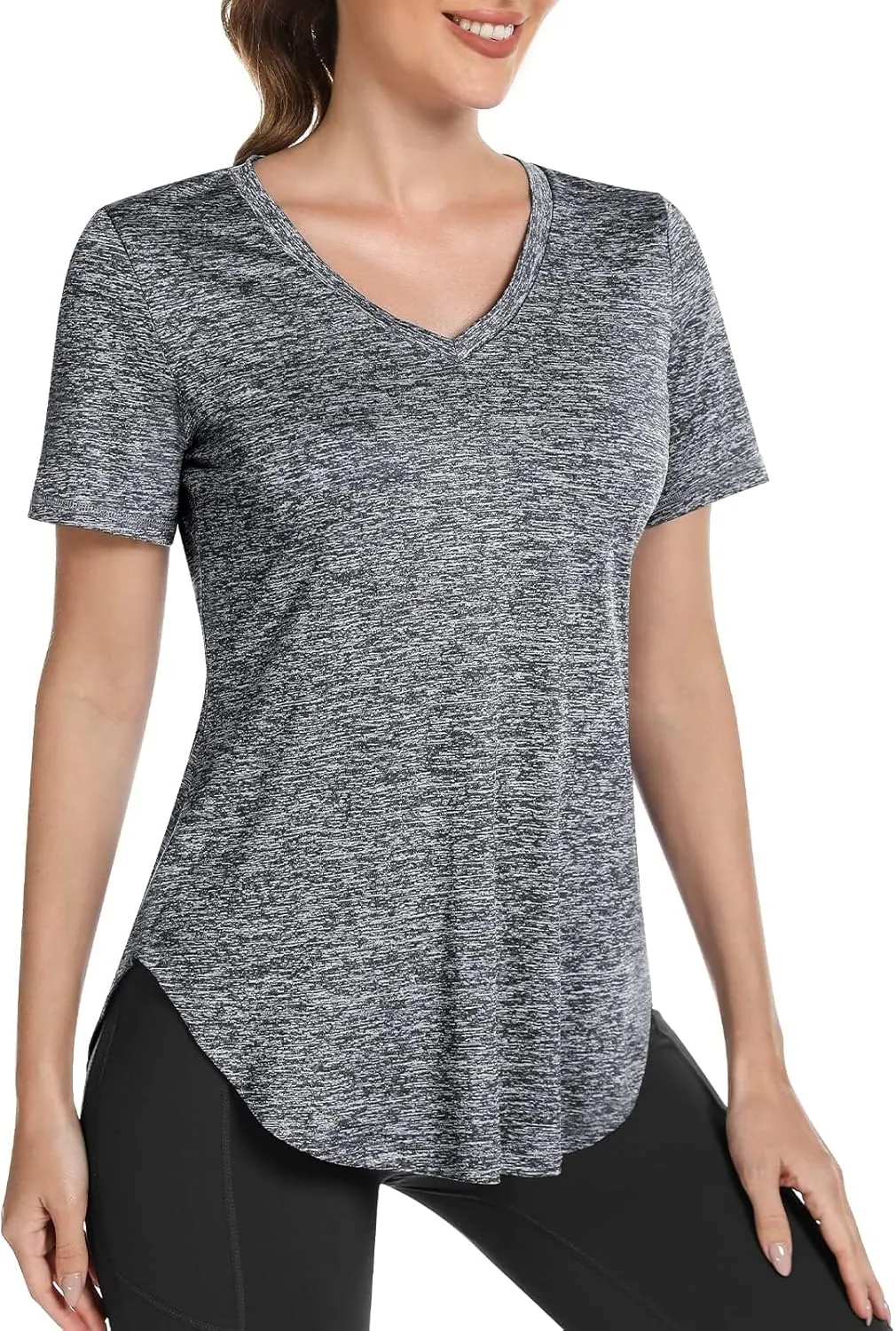Short Sleeve Workout Shirts Women Loose Fit, V-Neck Women Exercise T-Shirt Workout Top, Dry Fit Yoga Gym Sport Tops