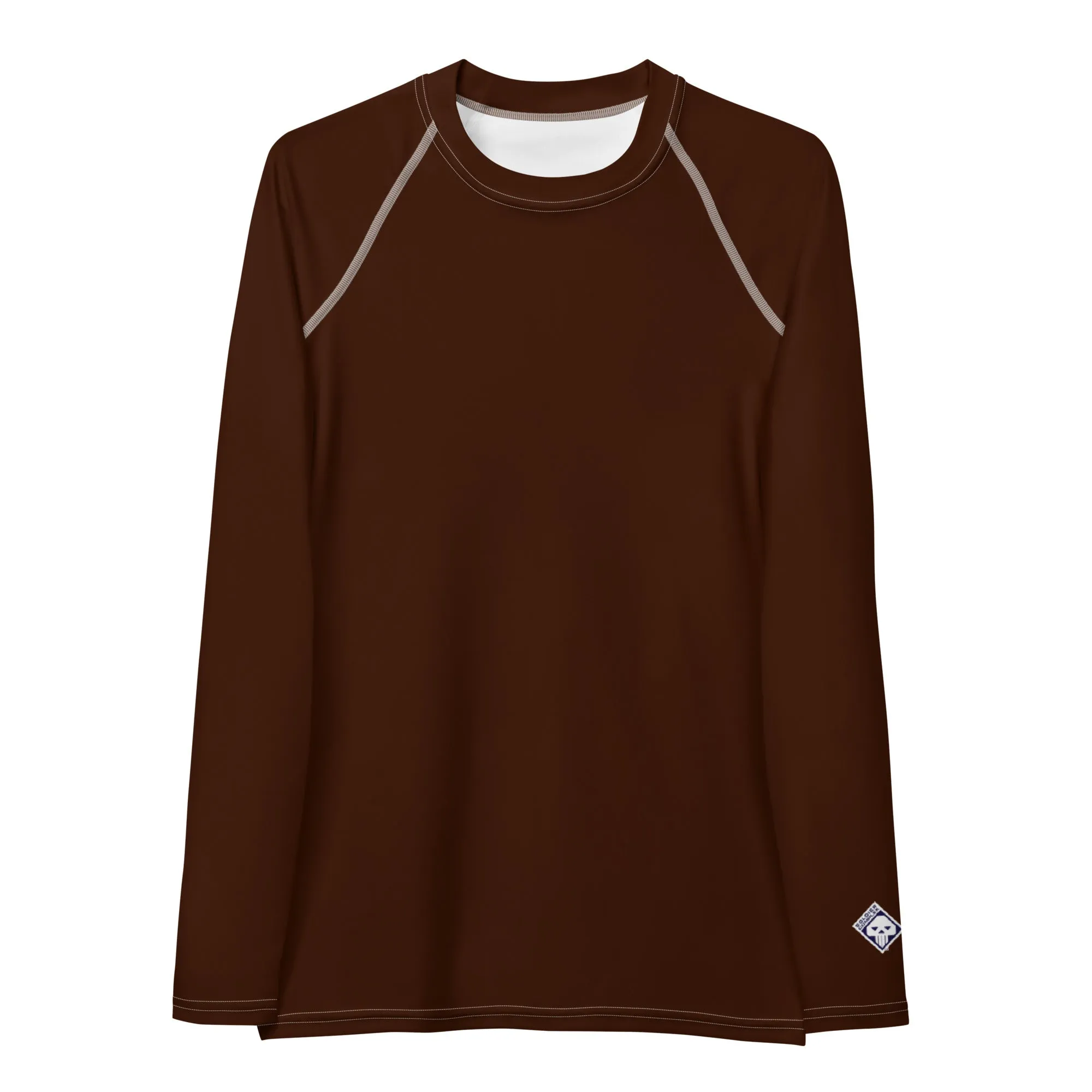 Sophisticated Sun Protection: Women's Solid Color Rash Guard - Chocolate