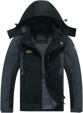 Spmor Men's Outdoor Sports Hooded Windproof Jacket Waterproof Rain Coat