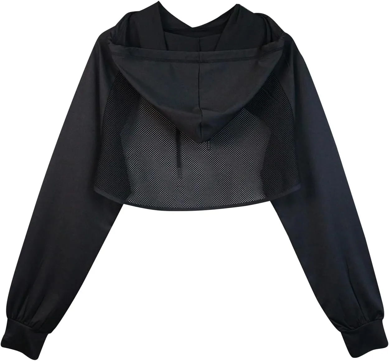 SweatyRocks Women's Athletic Sweatshirt Hollow Out Drop Shoulder Long Sleeve Cropped Workout Hoodie