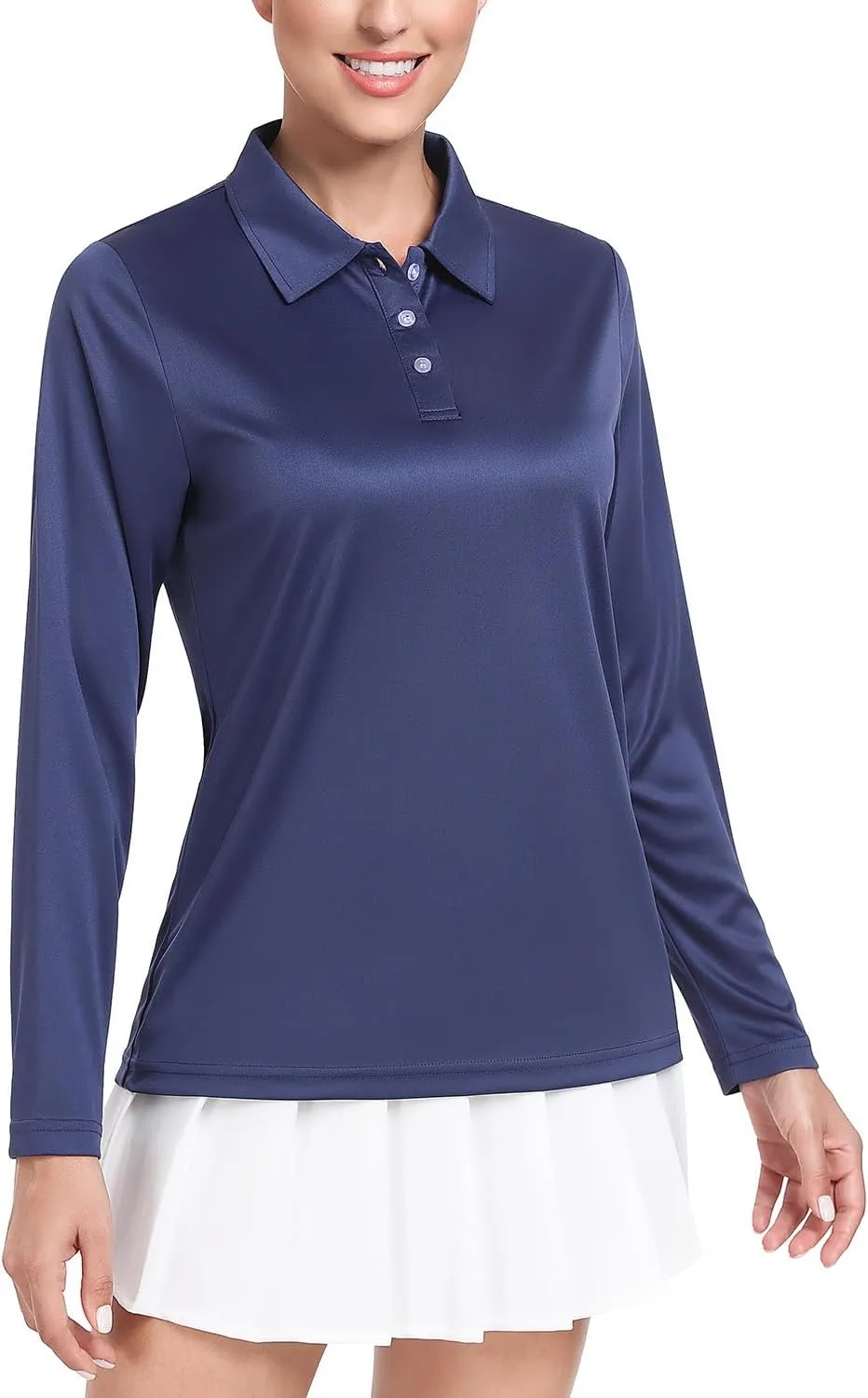 Ullnoy Lightweight Golf Shirts for Women Moisture Wicking Long Sleeve Polo Shirt Women Quick Dry Activewear Golf Tops Pack