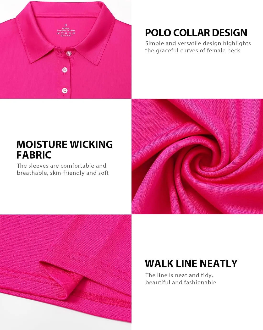 Ullnoy Lightweight Golf Shirts for Women Moisture Wicking Long Sleeve Polo Shirt Women Quick Dry Activewear Golf Tops Pack