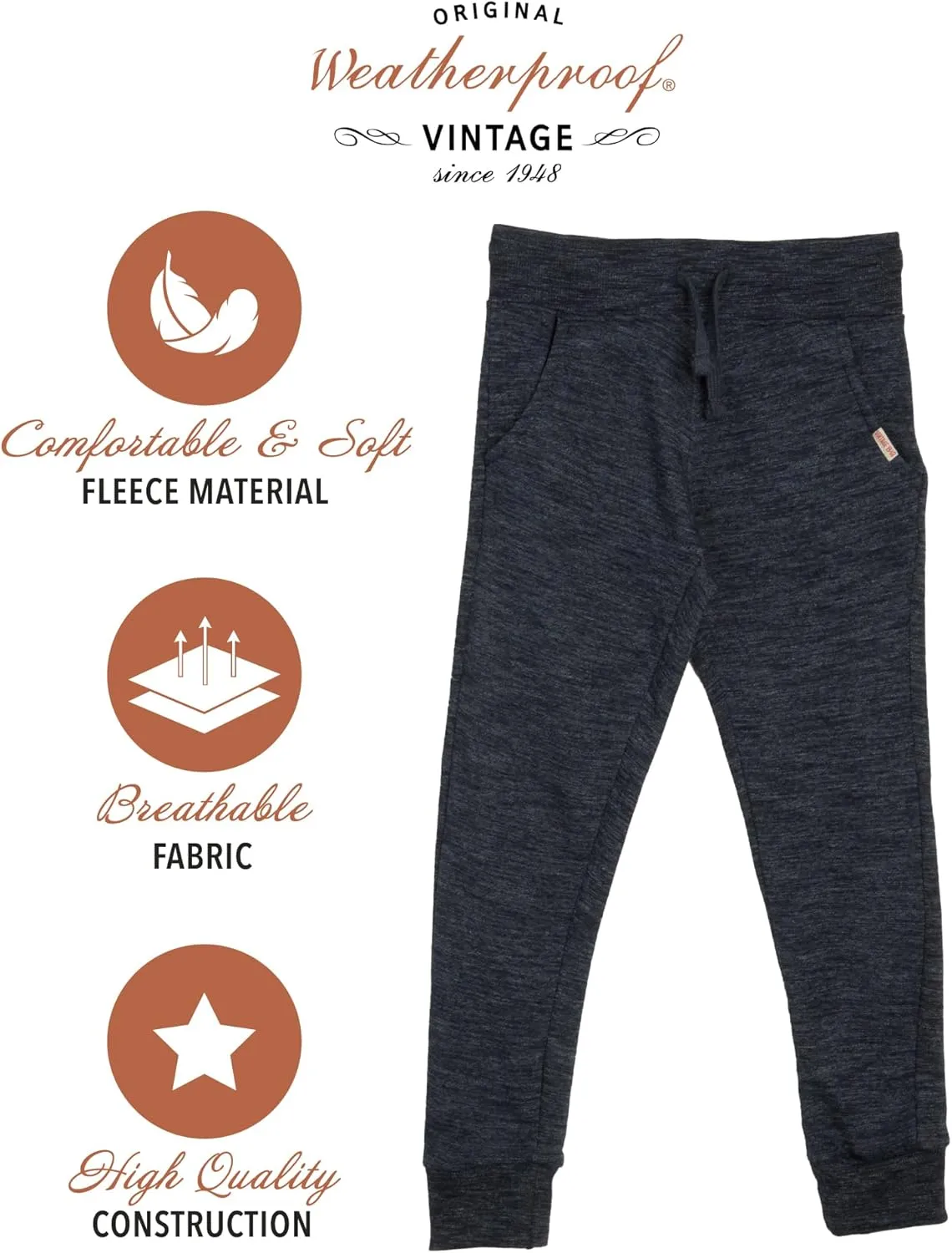 Weatherproof Vintage Boys Athletic Sweatpants - 4 Pack Athletic Basic Fleece Jogger Track Pants for Boys (4-20)