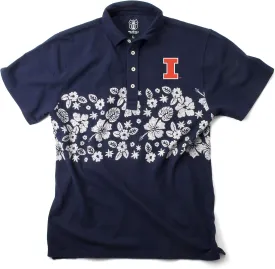 Wes and Willy Mens College Team Floral Sports Fan Polo