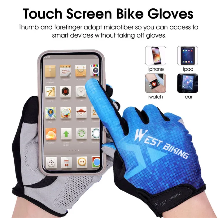 WEST BIKING YP0211216 Riding Gloves Bike Shock Absorption Touch Screen Full Finger Glove, Size: XL(Red)