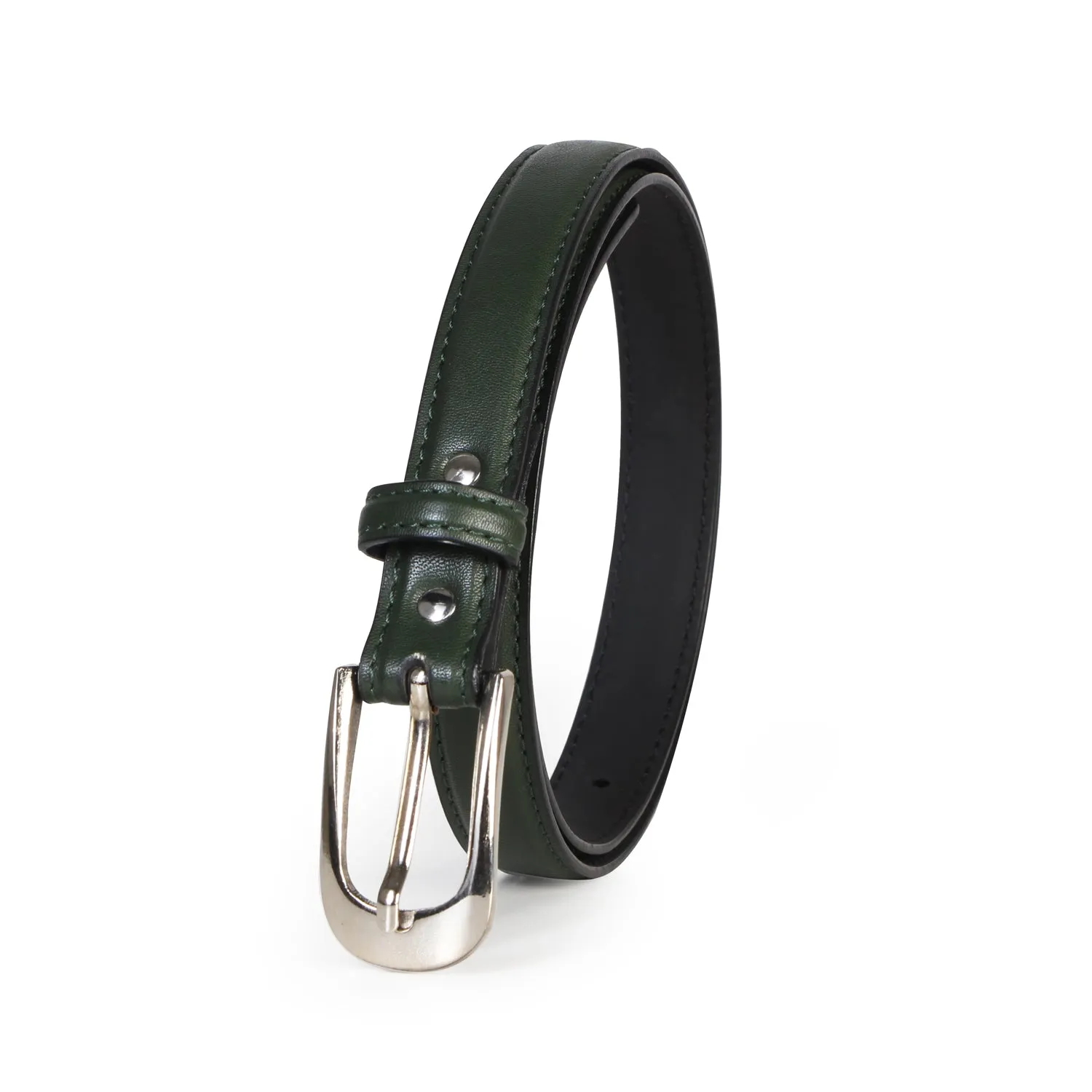 Women Slim Textured  Belt - Green