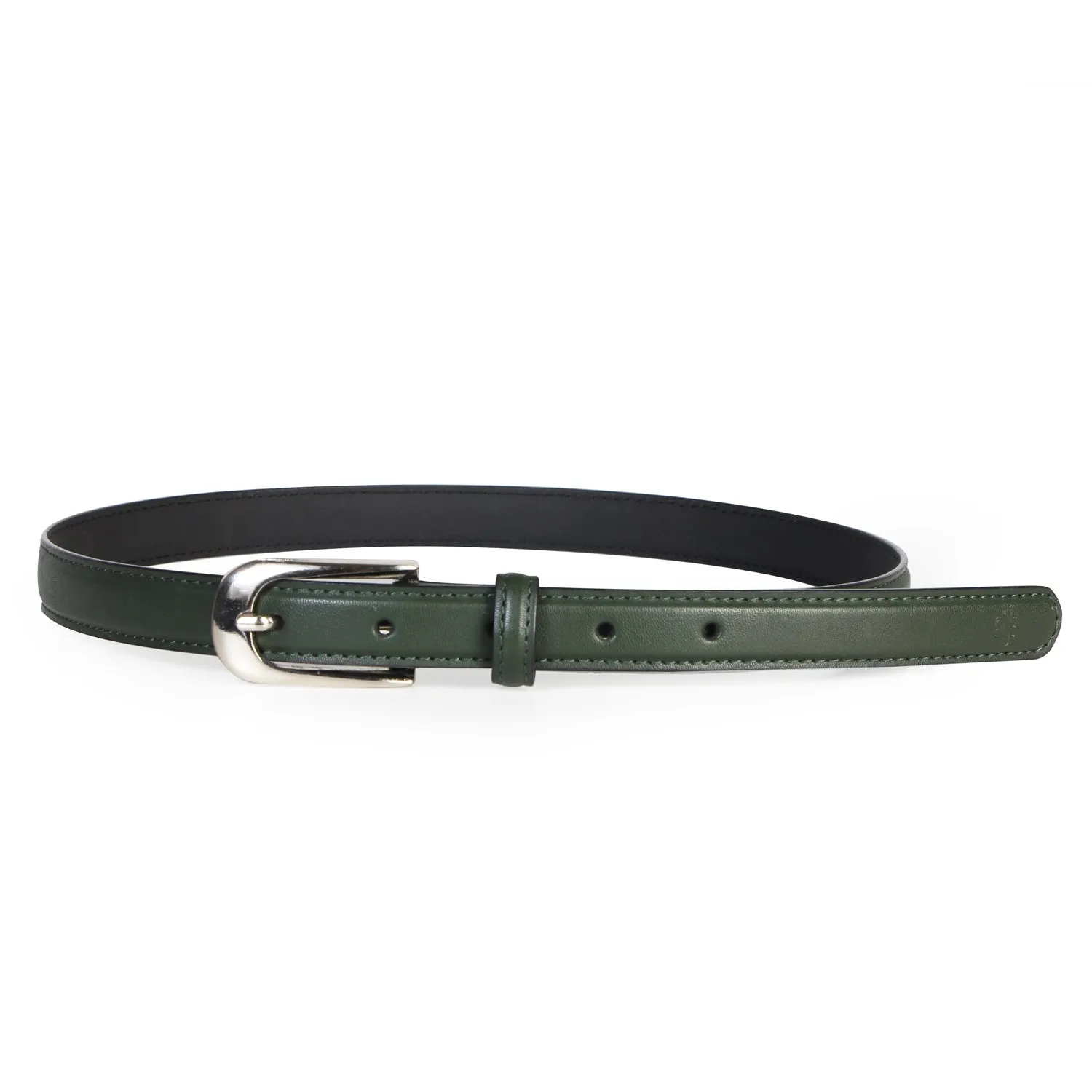 Women Slim Textured  Belt - Green