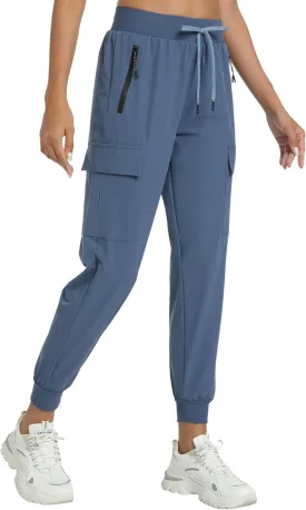 Womens Cargo Pants with Pocket Quick Dry Workout Athletic Joggers Drawstring Travel Casual Outdoor Camping Hiking Pants