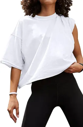 Women's Summer Short Sleeve Crop Tops Casual Basic Cotton Athletic Yoga Running T-Shirts