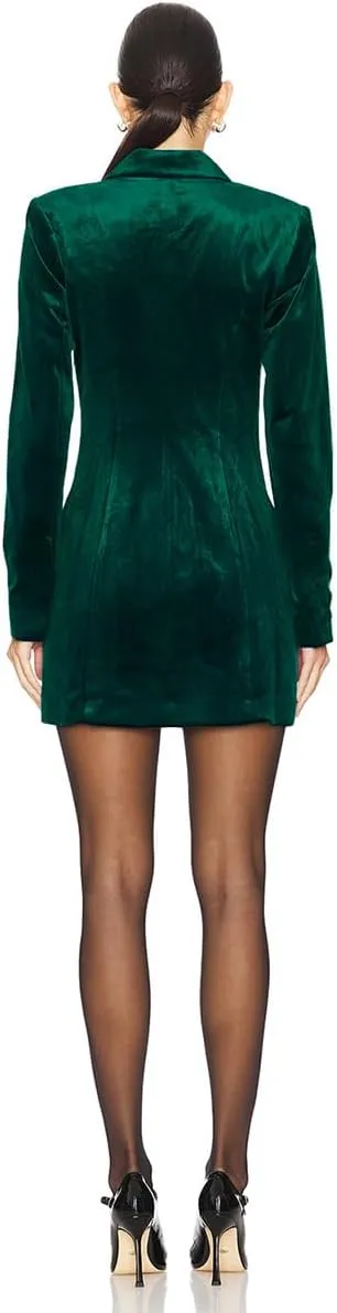 Women's Velvet Blazer Jacket Dress Casual Long Sleeve Notched Lapel Suit Skirt Business Tops Outerwear