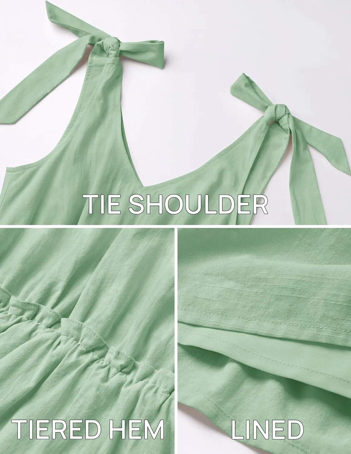 ZESICA Womens 2025 Summer Casual V Neck Sleeveless Mini Dress Tie Shoulder Tiered Ruffle Swing A Line Short Sundresses